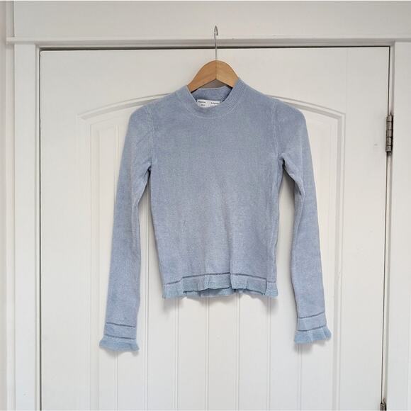 NWT Proenza Schouler White Label Blue Cropped Chenille Sweater, size S - Picture 3 of 7